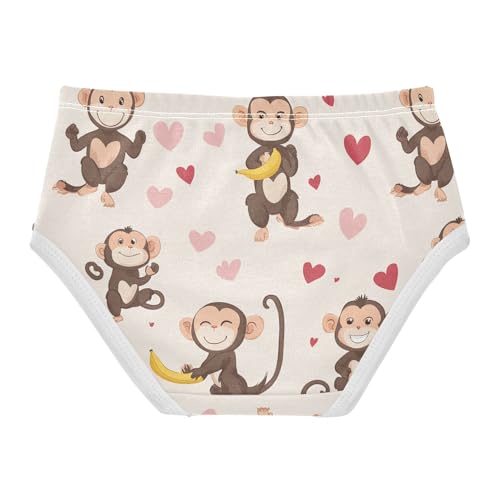 Wusikd Monkey Heart Girls' Underwear Cotton Cute Animal Girls Briefs Soft Toddler Underwear 2T2