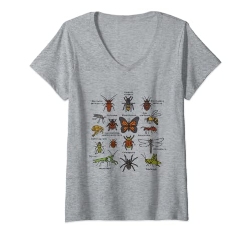 Mujer Celebra la diversidad Entomología Bugs Insectos Colector Camiseta Cuello V