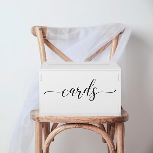 Image of Wooden Wedding Card Box with Slot and Lid | Graduation Card Box for Party 2026 | Grad Gift Money Envelope Holder for Reception, Bridal Shower, Birthday, Retirement | Rustic Keepsake Decorations