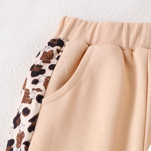 Image of Girls Clothes Fall Winter Toddler Outfits Leopard-print Hoodie Sweatshirt + Sweatpants 2 Piece Set 4-12 Years