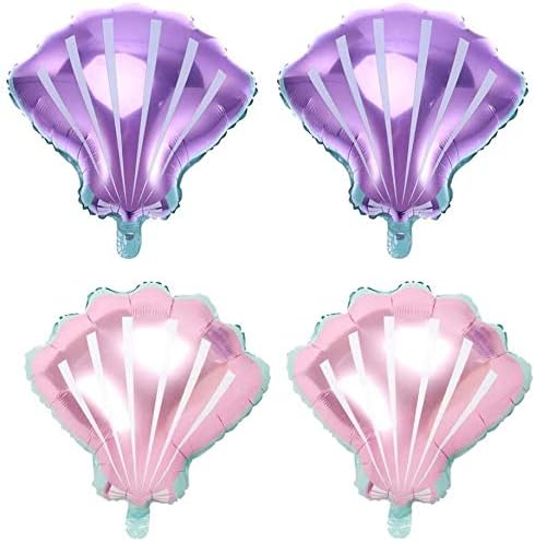Amazon.com: 4pcs Sea Shells Balloons Mermaid Foil Balloons Ocean ...