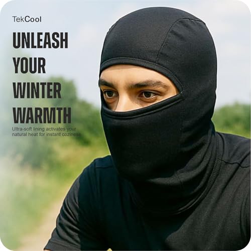Image of TEKCOOL Full Face Helmet Mask for Bikers in Riding UV Protected, Balaclava, Black Mask for Bike Riding and Cycling Accessories for Men & Women