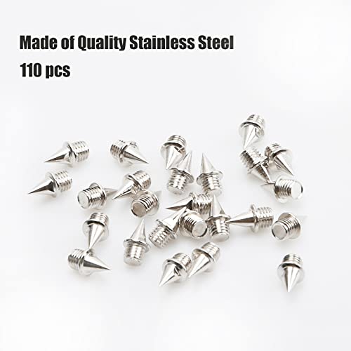 110Pcs 1/4 Inch Track Spikes For Track Shoes, Stainless Steel Replacement Spikes With Spike Wrench For Track And Cross Country, Pyramid Spikes For Sprint Sports, Running (Silver) #TOP1