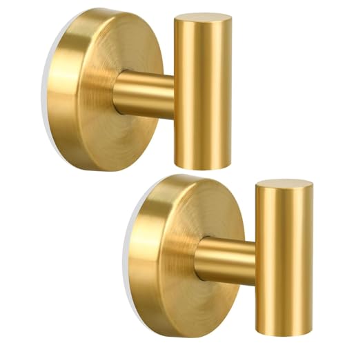 Efanr Suction Cup Hooks for Shower, Stainless Steel Towel Hooks for Bathroom Kitchen Wall Glass Mirror Tile, Holders for Hanging Towels Bath Robes Loofah Coat (Gold)