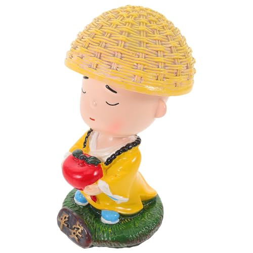 Toyvian Figurine Bouddha à Tête Oscillante en Résine Petite Décoration de Tableau de Bord pour Voiture Base Stable Symbole de Sécurité pour Voiture et Maison Présent Bouddha Voyageur