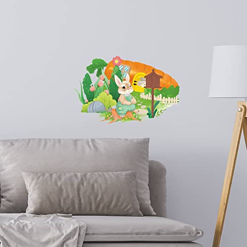 Cute Rabbit Wall Decals Bunny Animal Wall Stickers For Bedroom Wall Art Mural For Living Room Kids Room Wall Decor #TOP2