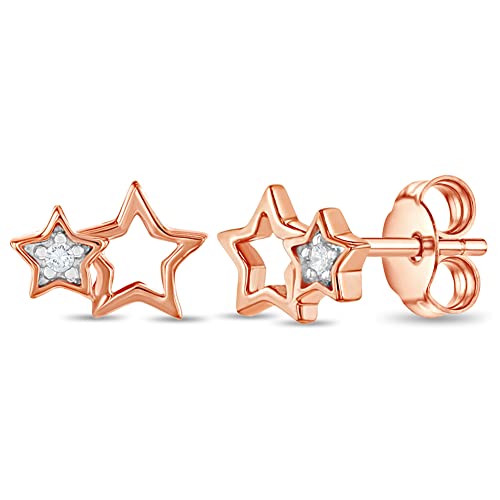 925 Sterling Silver Clear Cubic Zirconia Double Star Earrings for Girls and Teens - Stunning Stacked Stars Celestial Earrings for Young Girls - Hypoallergenic Star Earrings for Teenage Girls