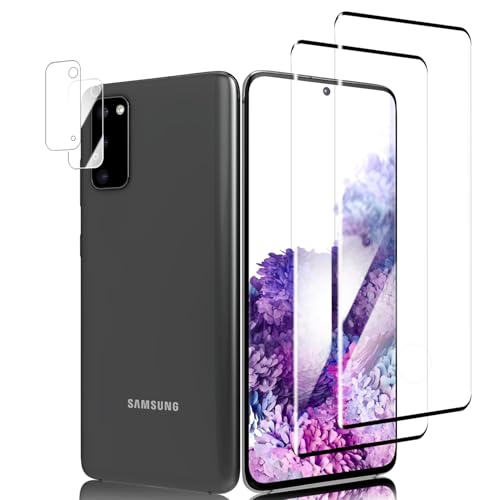 Schutzfolie für Panzerglas für Samsung Galaxy S20 Fingerabdruck-ID Unterstützen Folie mit Kameraschutz - 2&2 Stück 9H Härte HD Clear Displayschutz Schutzfolie Glas für Samsung S20