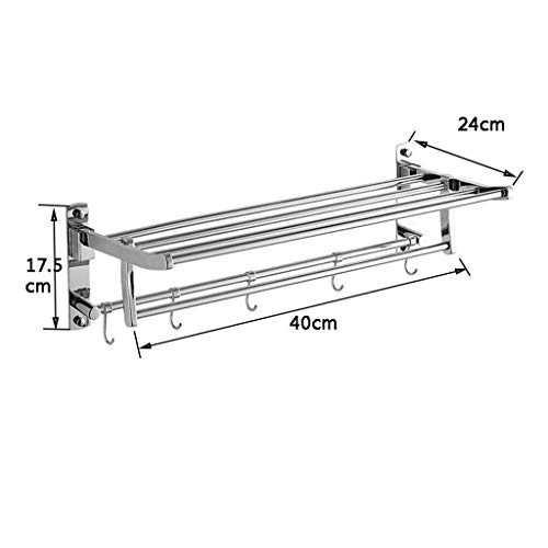 Porte-serviette salle de bain 2 niveaux en inox chic de 50cm