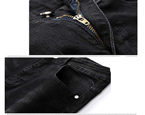 Andongnywell Men's Straight Biker Stretchy Slim Fashion Jeans Skinny Fit Stretch Denim Pants Trousers4