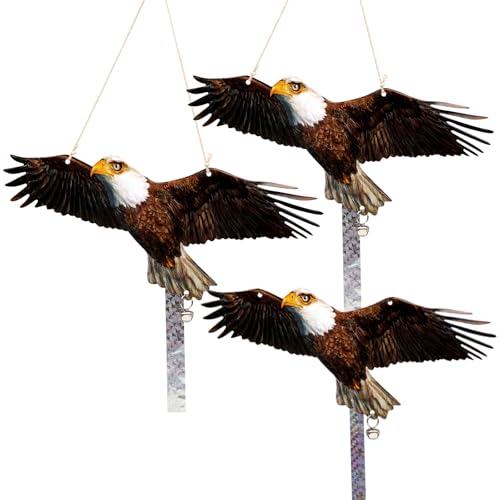 Fake Hawk to Keep Pigeon Away from Balcony 3PCS Plastic Hawk to Scare Woodpecker Away from House with Reflective Tape Flat Garden Owl Squirrel Pigeon Scare Devices for Porch Hanging Hawks Decor
