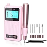 PDGROW Ponceuse pour Ongles Professionnelle 50000 RPM pour Manucure Pédicure Electrique Portable Rechargeable avec 6 Embouts et Affichage LED pour Domicile/Salon, Retirer Vernis/Gel(Rose)