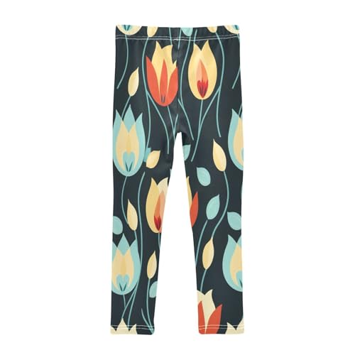 Bolaz Toddler Girls Leggings Printed Yoga Pants Leggings Blue Yellow Flower for Kids2