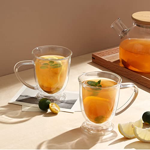 Cnglass Double Walled Glass Coffee Mugs 9.5Oz,Irish Insulated Espresso Cups,Set Of 2 Clear Glasses Cappuccino Mug With Handle(Tea Latte Glassware) #TOP5