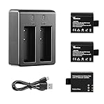 Camara Deportiva Bateria, Vemico 1050mAh Camara de...: 【100% compatible】la batería de Cámara de Acción de Vemico es completamente compatible con akaso ek7000 pro, Wolfang ga100, izeeker ia100, surfola sf230, timnut c16, apexcam M80 air, Rollei 372 / 425, vemont, Dragon touch, greatop, expodek, jadezy, xi...