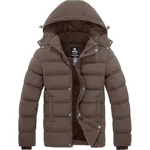 Wantdo Men's Winter Jacket with Removable Hood Cover
