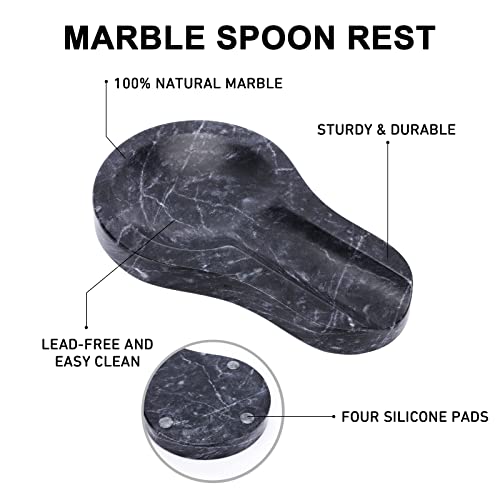 Heshibi Spoon Rest, 2 Packs Marble Spoon Rest For Kitchen Stove Countertop, Marble Utensil Holder, Perfect For Spatula, Ladle, Fork (White And Black) #TOP6