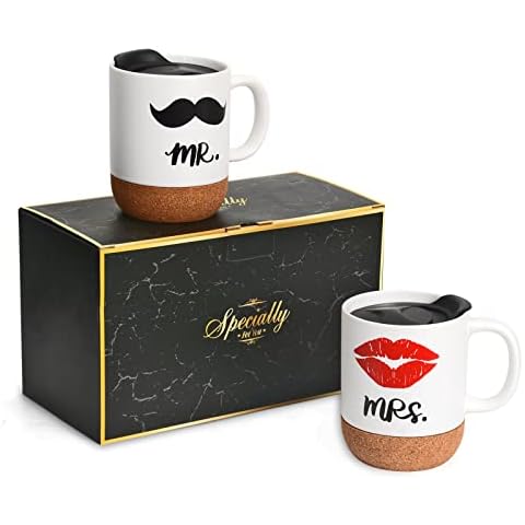 Tougo New Set of 2 Mr and Mrs Couples Coffee Mug Set,de Cover