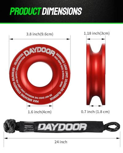 Image of DAYDOOR 68,300 LBS Soft Shackle Recovery Kit, 3 /4 inch x 24 inch (2-Pack) with 7075 Aluminum Snatch Ring, Winch Accessory for Ford F250 /F350, Ram 2500 /3500, Heavy Tractor & Full-Size Trucks(Gray)