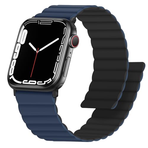 Bracelet silicone Apple Watch 46mm magnétique réversible pour éviter les chutes