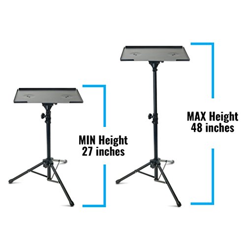 Plixio Adjustable Laptop Projector Stand - Portable Podium Tripod Mount, DJ Mixer Stand Up Desk Computer Stand Tray and Holder (27" to 48") - Thumbnail 2
