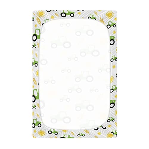 Image of Tractor Farm Crib Sheets Soft Breathable Fitted Baby Crib Sheets Mattress Cover for Girl Boys, 52 inch x 28 inch x 9 inch
