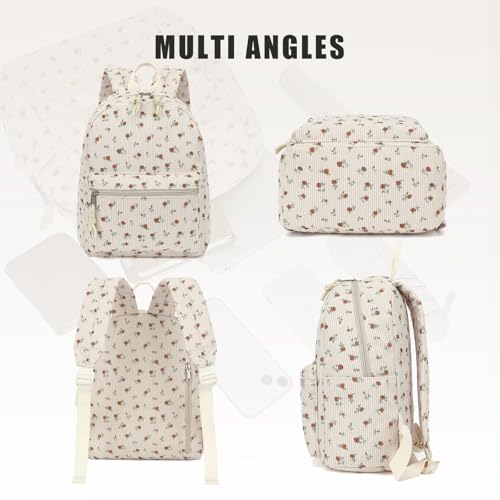 Image of Corduroy Womens Mini Backpack Girls Small Backpack Purse Fashion Casual Daypack School Bookbag (Flowers Brown)
