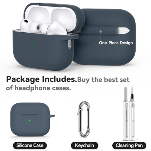 Image of Ljusmicker for AirPods Pro 3 Case 2025 with Cleaner Kit,Soft Silicone Protective Cover for Apple AirPods Pro 3rd Generation Cases for Women Men,for AirPod Pro 3 Cover with Keychain-Dark Grey