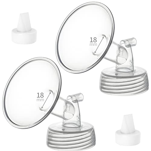Image of Belmikal 18mm Flange&Duckbill Valve Compatible with Spectra S2 S1 9 Plus Ameda MYA Motif Luna Breastpumps Replacement to Pump Parts Flange. Compatible with Spectra Parts/Accessories