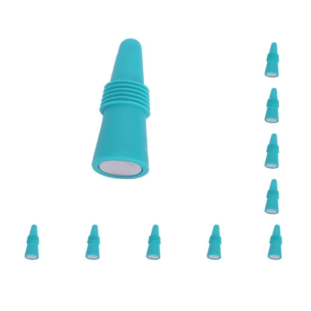 Lot de 10 bouchons en silicone pour bouteilles de vin, champagne et boissons - Anti-fuite - En acier inoxydable - Accessoires ergonomiques - Vert