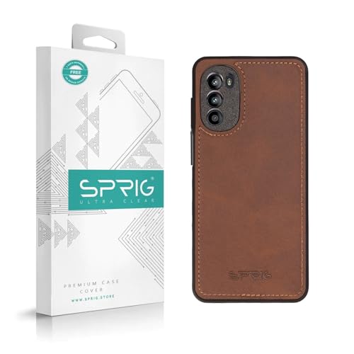 Image of SPRIG Compatible with Moto G52 4G Premium PrimeMatte (Matte Leather TPU) Back Cover Drop Tested Shock Proof Mobile Case for Men, Women, Boys and Girls with Camera Protection (Brown)