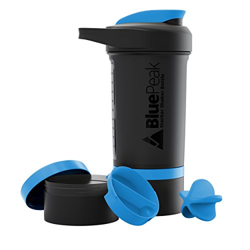 image for BluePeak Stacker Protein Shaker Bottle 22-Ounce, 2-Pack ProStak. Attac
