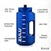 ZULU Goals 128oz Half Gallon Plastic Water Bottle with Straw and Time Marker | Large Reusable Jug with Handle and Leak Proof Lid for All Day Hydration, Gym and Outdoors, Gift Ready, Royal Blue