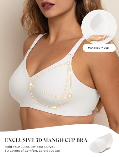 Image of Women V Neck Wireless Bra Full Coverage Comfort Jelly Strip Bras Supportive Seamless Bralette