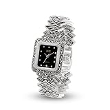 JadeAngel Sterling Silver Wristwatch 925 Silver Bracelet with Marcasite Luxury Vintage Jewelry (Blac