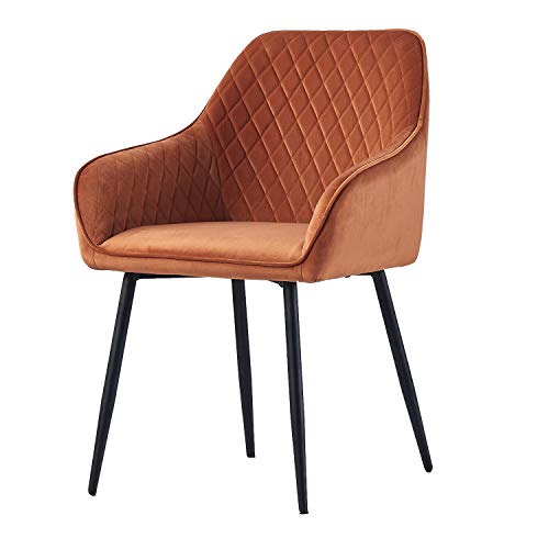 JYMTOM Chaise à Manger avec Dossier en Tissu Chaises de Salon avec Accoudoirs Pieds en Métal pour Salle de Cuisine, Bureau(1 PC, Orange) Cover