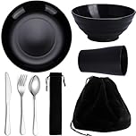 Kyraton Camping Utensils - Mess Kit for Travel, Picnic, Outdoor, Gear Include Knife, Spoon, Fork Cutlery Set, Cup, Bowl, Plate, Camping Essentials for 1