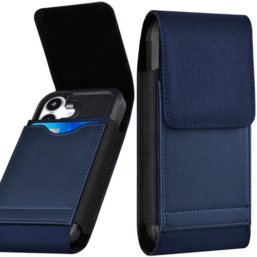 Pochette de ceinture pour téléphone ykooe en cuir et nylon bleu pour randonnée et voyages de taille L