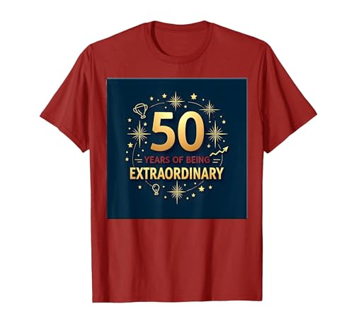50th Birthday Gift: Extraordinary for 50 Years T-Shirt, Men, Cranberry Red
