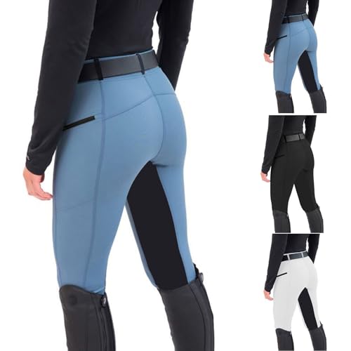 Legging d'Équitation pour Femme - Taille Haute avec Poche pour Téléphone - Stretch - Passants de Ceinture - Anti-boulochage - Pantalon de Cheval