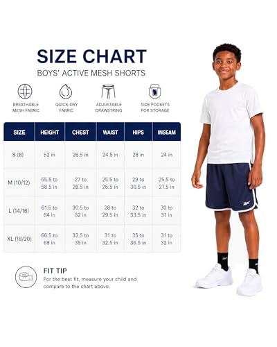 Reebok Boys Breathable Mesh Athletic Shorts Basketball Running 1 or 2 Pack - image 6