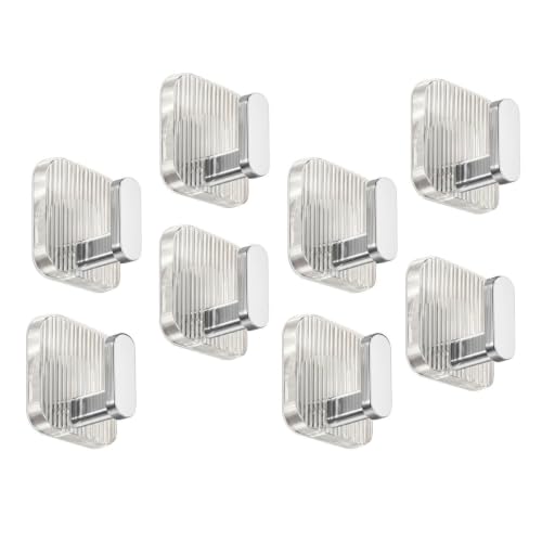Image of SIGNAMIO 8pcs Self Adhesive Wall Hooks for Hanging Heavy Duty, Damage Free Adhesive Wall Hook for Kitchen Bathroom Bedroom, Made in India Premium Storage Solution Silver