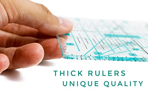 6 Pieces Super Set Not Overpriced! Complete Quilting Rulers: Square 12.5x12.5, 9.5x9.5, 6.5x6.5, 4.5x4.5 in. Plus 6x12 and Right Triangle 8". Patchwork. Clear Templates Ruler. Accurate Design. Racks. by VALLENWOOD - Used condition - Image 6