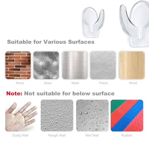 Selbstklebende Kunststoff-Wandhaken, klein, extra klebrig, transparent, zum Aufhängen ohne Bohren, für Küche, Badezimmer, 10 Stück