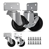 AXL L-Shaped Side Mount Furniture Casters, 2 Inch Swivel Wheels with Lock, Heavy Duty 500 lbs Capacity for Furniture, Cabinets, and Baby Beds(Set of 4 with Screws)