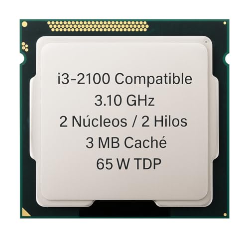 BQTEC CPU LGA1155 Doble Núcleo, 3.10 GHz, 3 MB Caché, 65W, Compatible con Sistemas i3-2100, Reacondicionado
