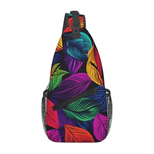 Bolso tipo sling con hoja colorida para mujer y hombre