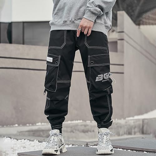 Cargo Pants for Men Baggy Trendy Men's Pants Hip-Hop Streetwear Elastic Waist Tech Pants Versatile Mens Cargo Pants2