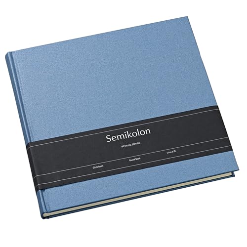 Semikolon 600086 Gästebuch - 25 x 23 cm - mit 180 blanko Seiten zum Selbstgestalten, Lesezeichen - Metallic Edition Electric Midnight