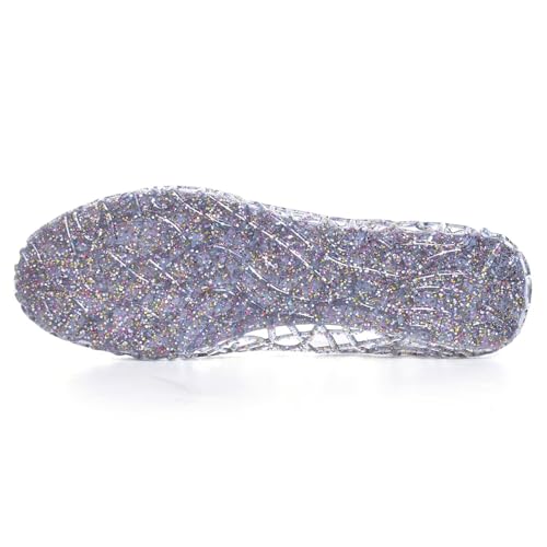 Image of Stunner Women Beach Jelly Shoes Slip On Crystal Summer Hollow Ballet Flats | Summer Cool PVC Breathable Outdoor Indoor Dressy Flat Sandals for Holiday Shopping Spa Swimming Pool
